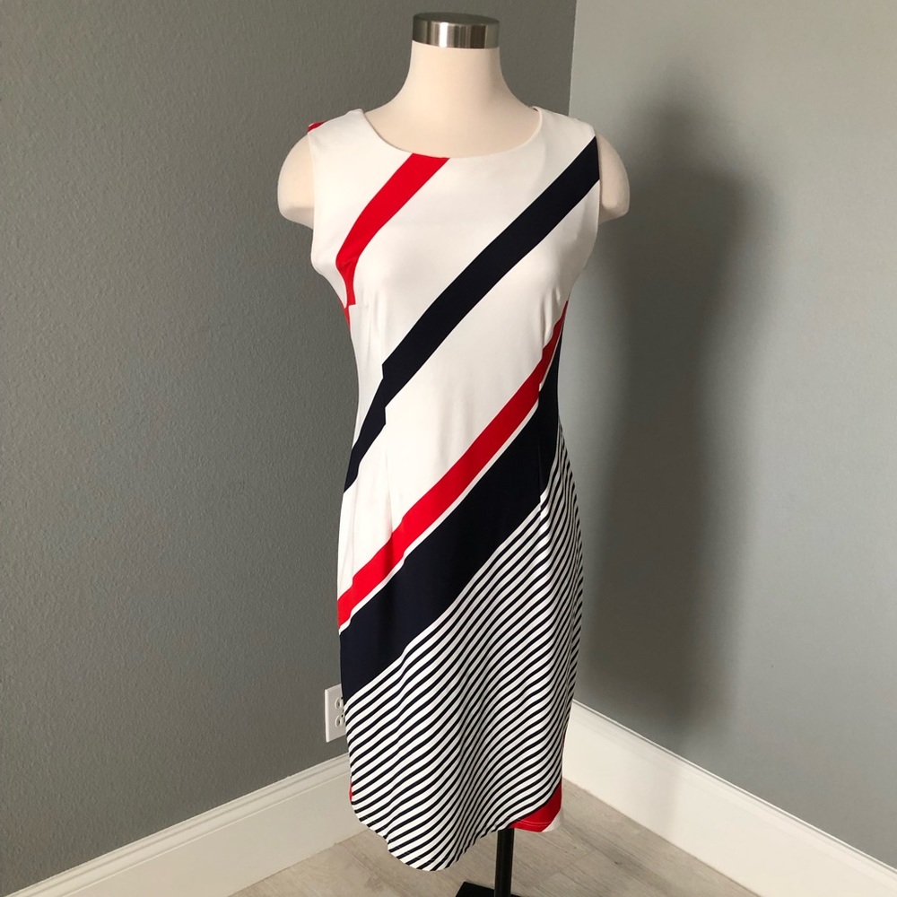 European Brand “MM” Viscose Striped Stretch Sheath Dress